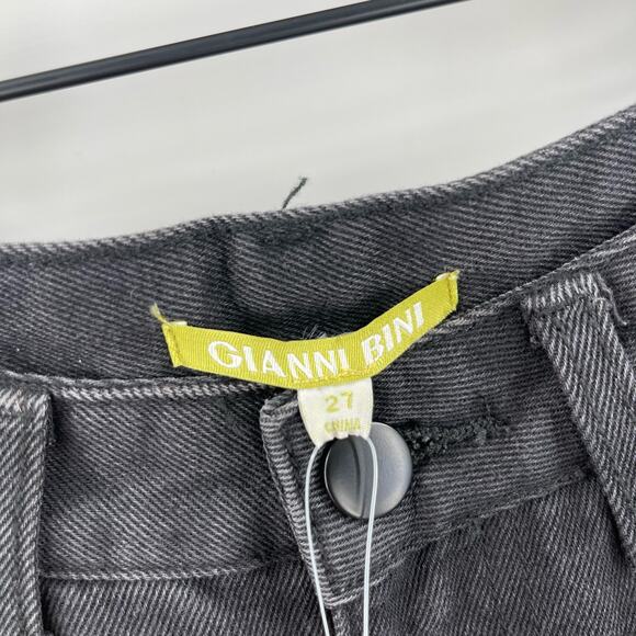 GIANNI BINI Jeans Denim Size 27 Stella Raw Hem Gray Black 100% Cotton Crop NWT - Picture 4 of 16